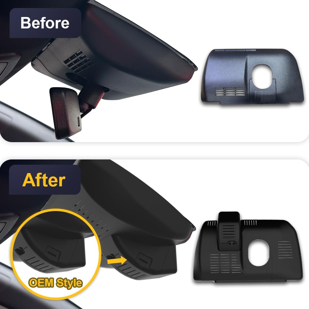 FITCAMX integrated OEM look dash cam blending with interior
