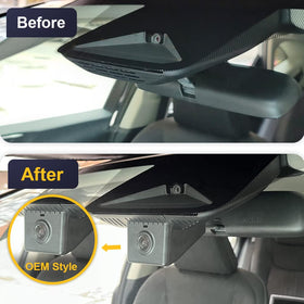 OEM-look Fitcamx dash cam blends with Lexus NX interior.