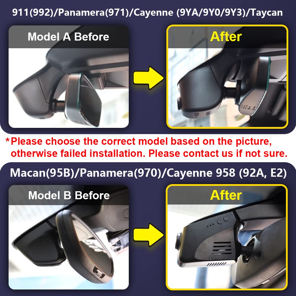 FITCAMX Panamera OEM-style dash cam with seamless installation
