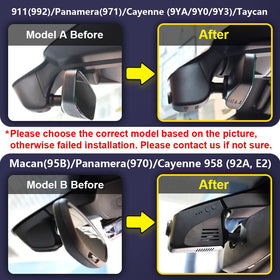 FITCAMX Panamera OEM-style dash cam with seamless installation