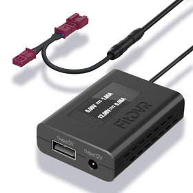 FitDVR adapter front view showing connectors and housing for easy identification and fit