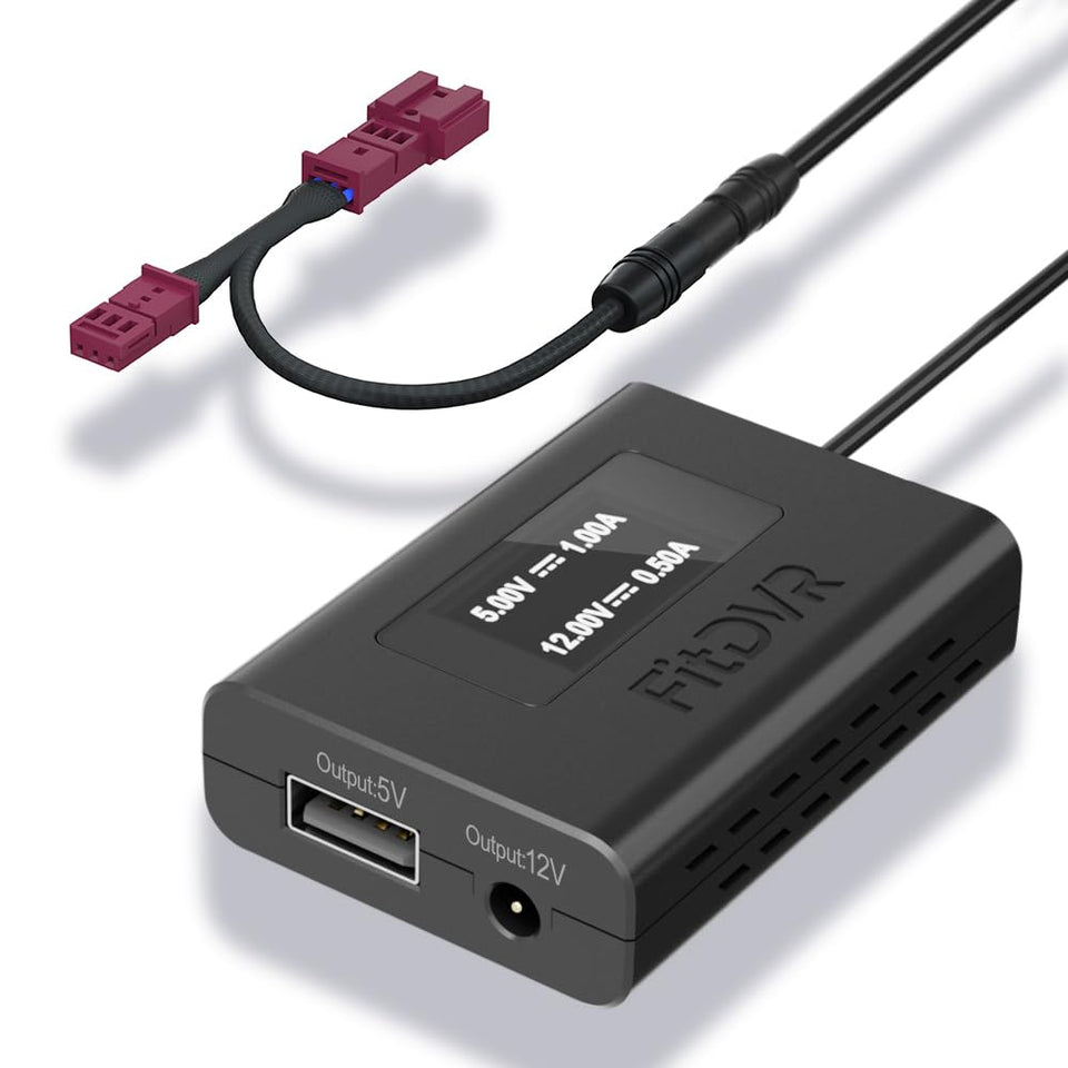 FitDVR adapter front view showing connectors and housing for easy identification and fit