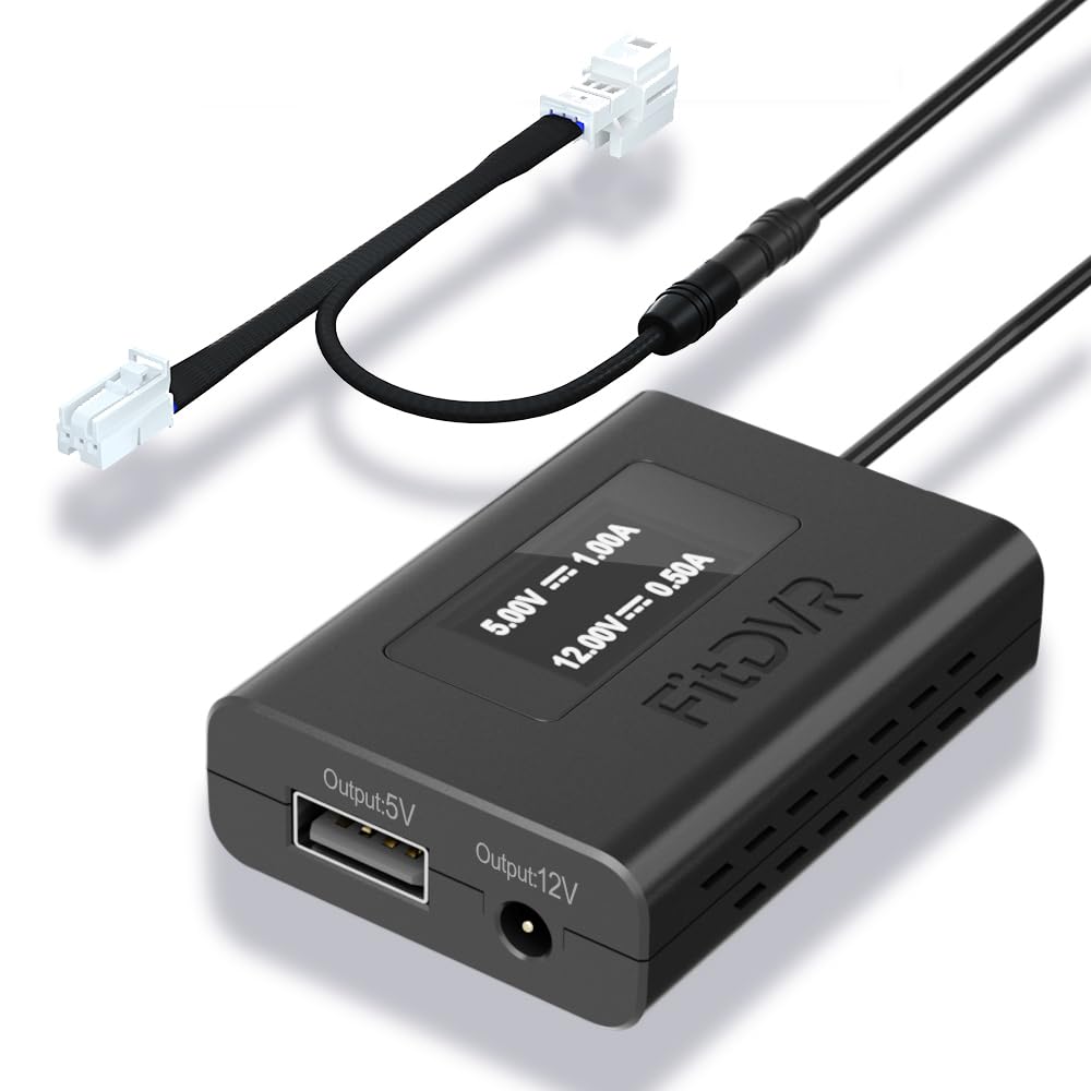 FitDVR front view adapter showing ports and compact design, reliable power solution