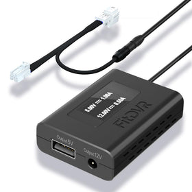 FitDVR front view adapter showing ports and compact design, reliable power solution