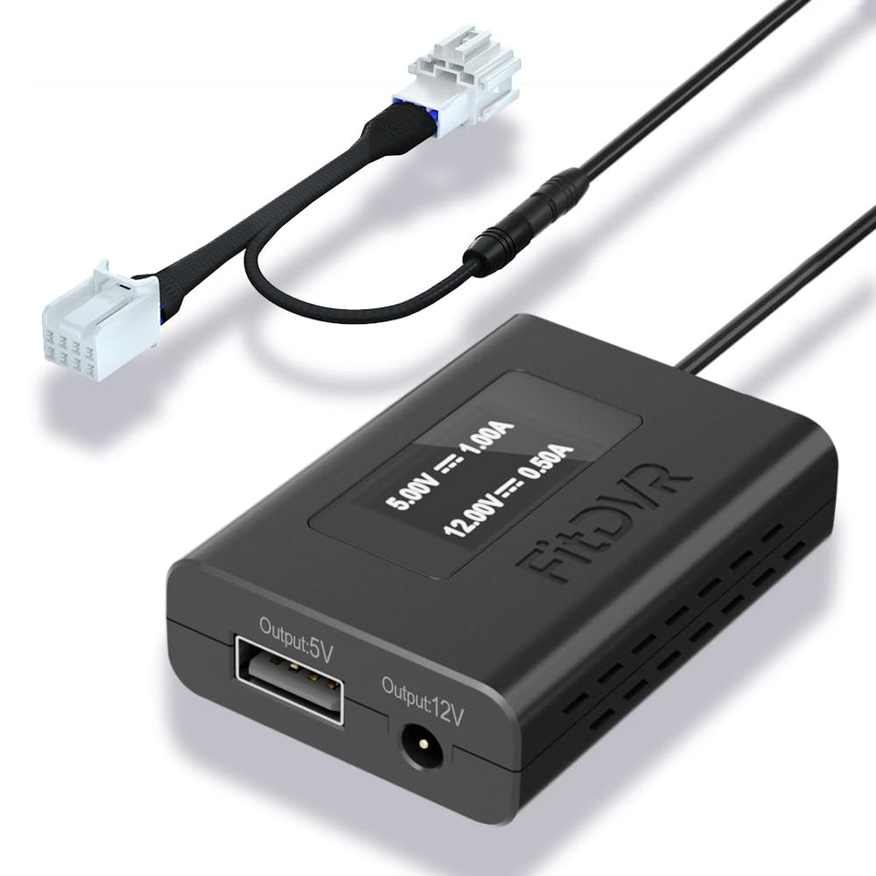 FitDVR front overhead console connector showing secure plug and neat install benefit