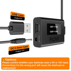 FitDVR set of six output cables laid out to show compatibility with many dashcams