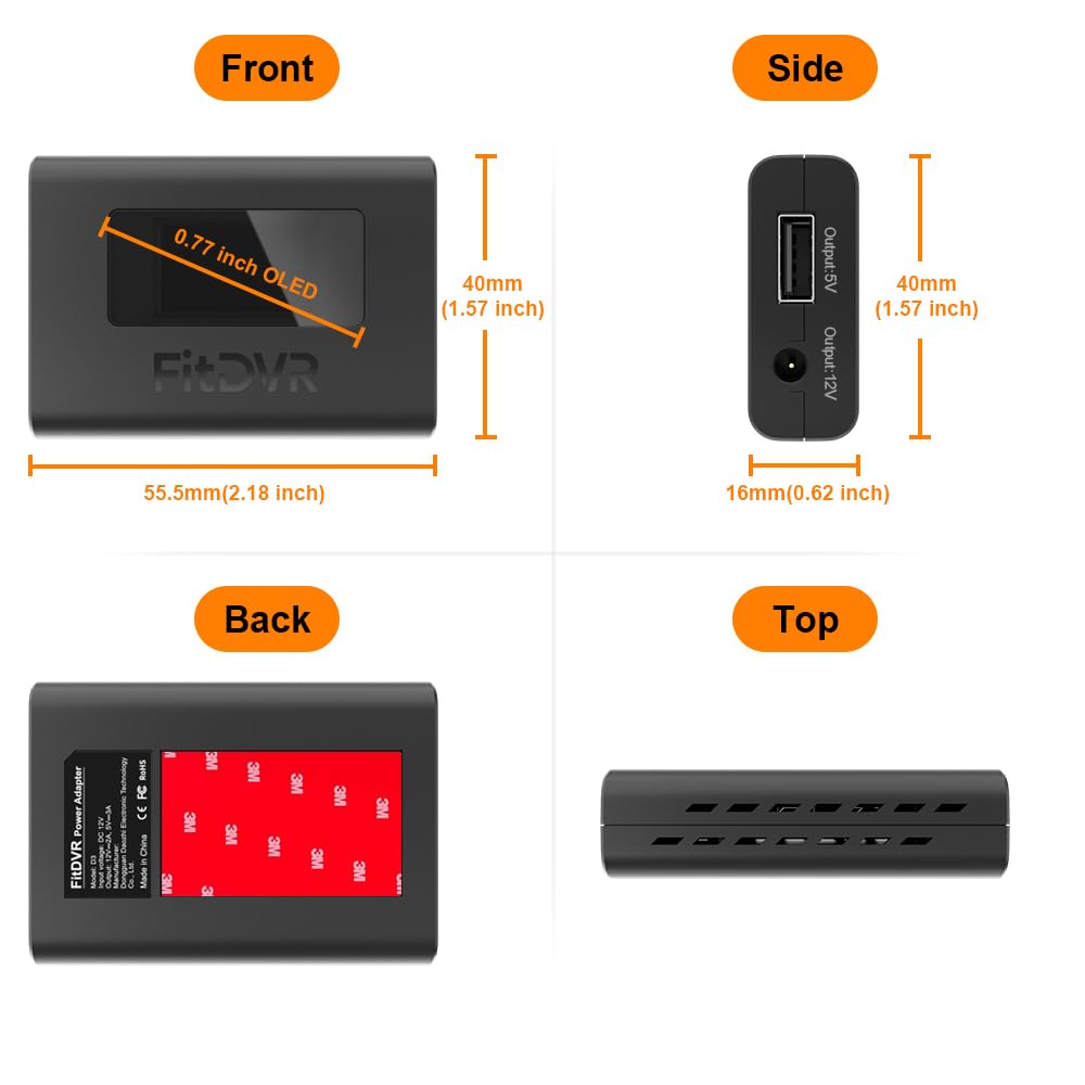 FitDVR held in hand for scale, compact size for unobtrusive dash cam power