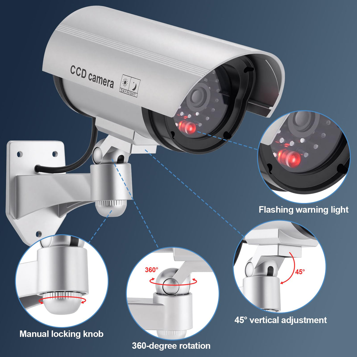 FITNATE dummy camera angle-adjustable bracket enables flexible positioning.