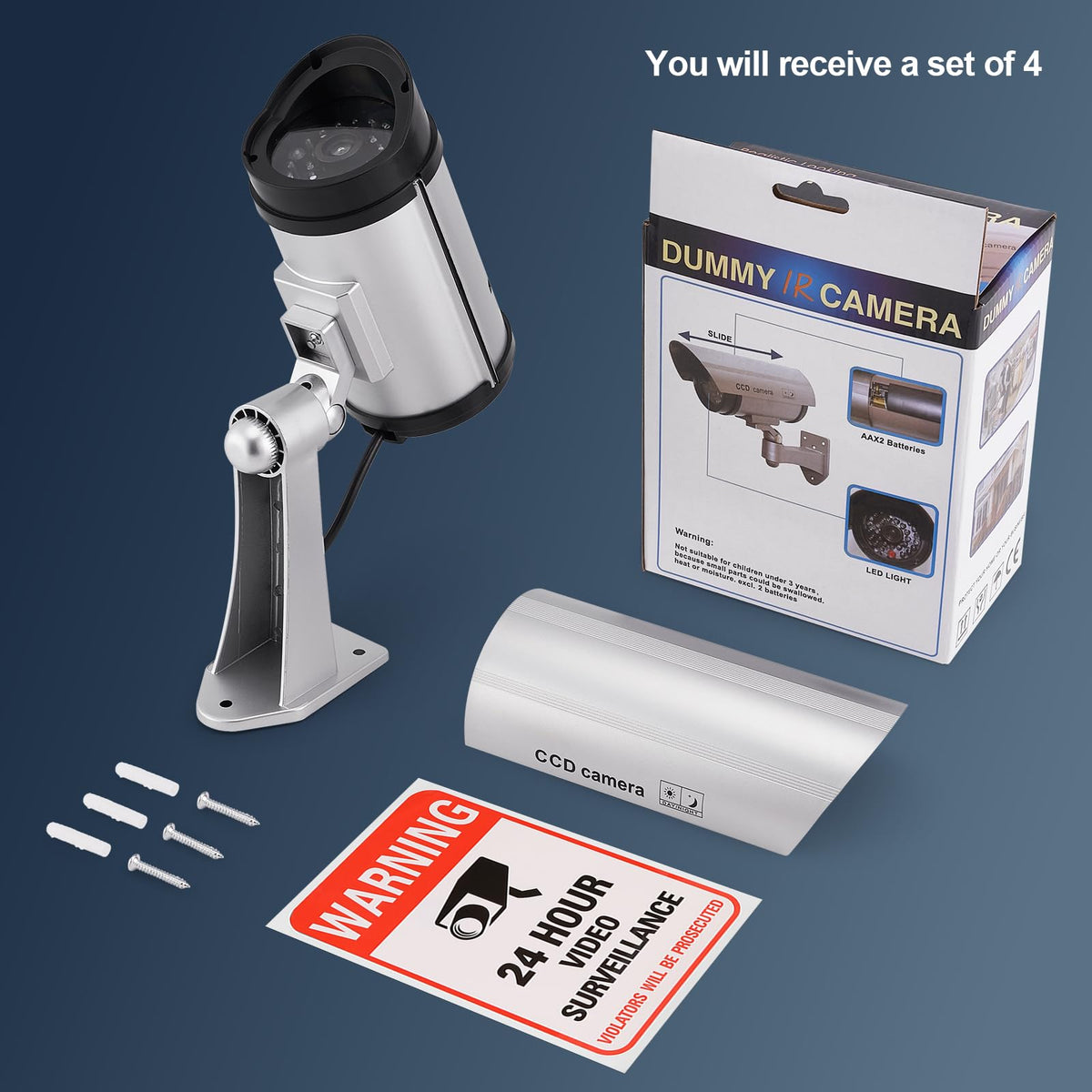FITNATE complete kit includes four cameras, stickers, and screws for installation.