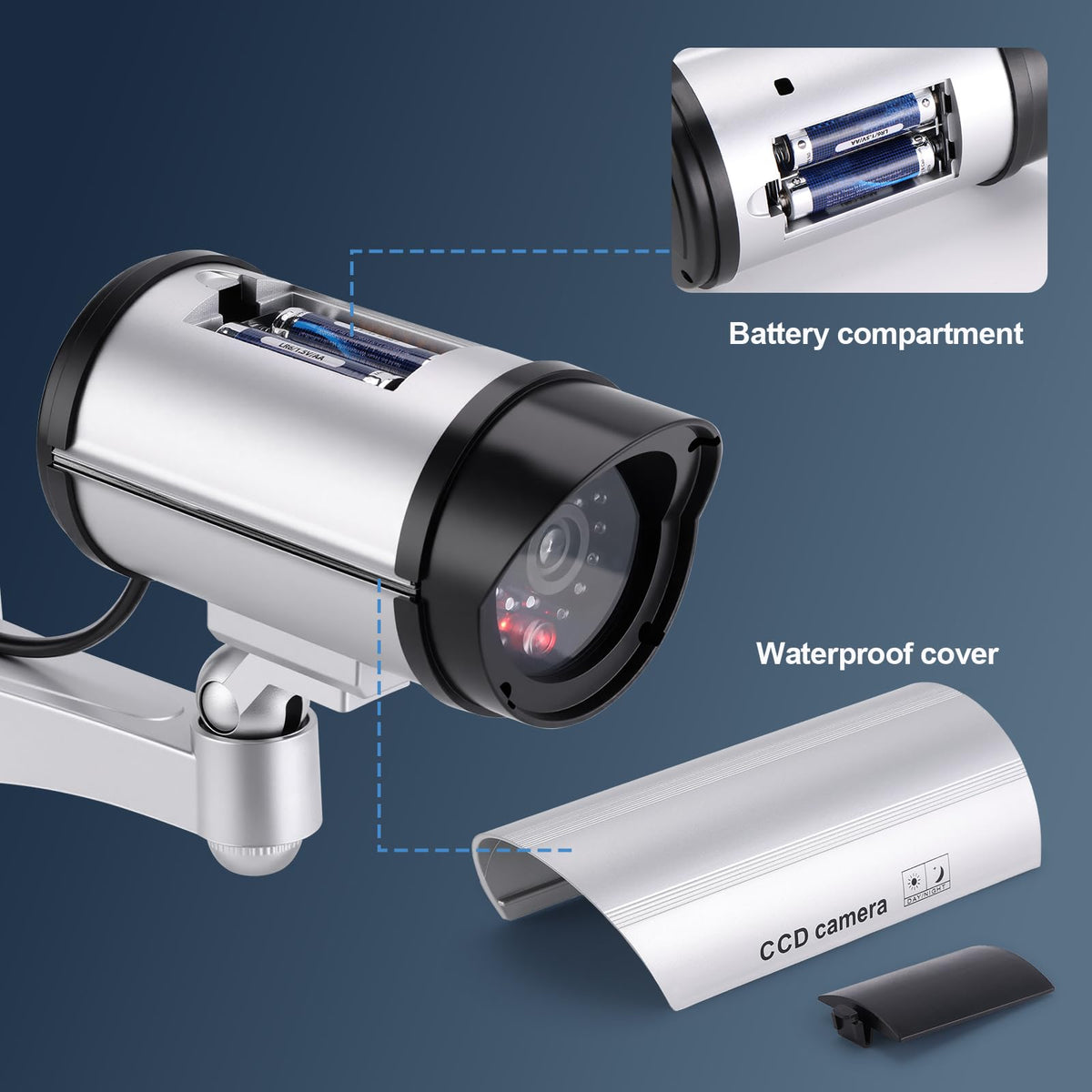 FITNATE fake camera LED indicator adds visible security presence.