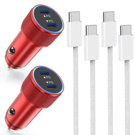 Fitequipment fast car charger for iPhone 16 in red with dual USB-C ports