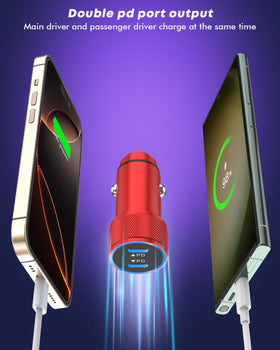 Woven USB-C to USB-C cable included with red charger