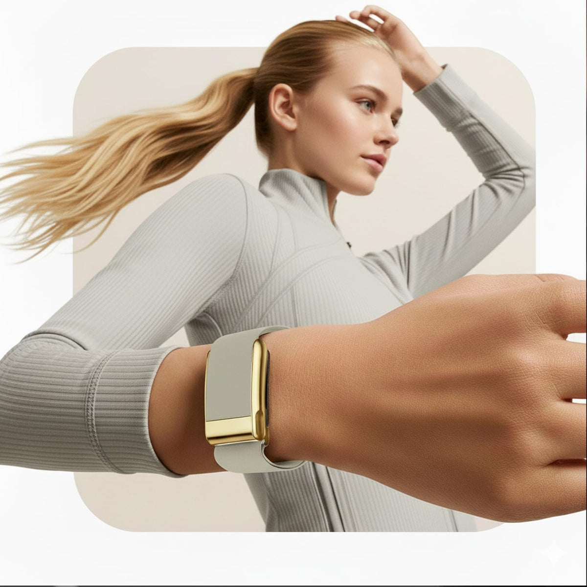 fitspur quick-dry band on wrist for rapid moisture release