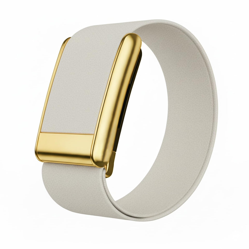 fitspur waterproof hydroknit band closeup in gray-gold finish for Whoop 5.0