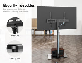 FITUEYES bracket lock detail preventing TV from falling for safety
