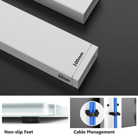 FITUEYES cable management back panel hides wires for a cleaner entertainment area.