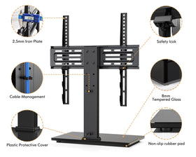 Integrated cable management channel helps tidy wires along the stand.