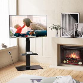 FITUEYES floor TV stand anti-slip pads provide stable footing
