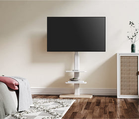 FITUEYES floor TV stand compatibility fits most 32–70 inch TVs securely.