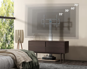 FITUEYES floor TV stand height adjustment enables ideal viewing height.