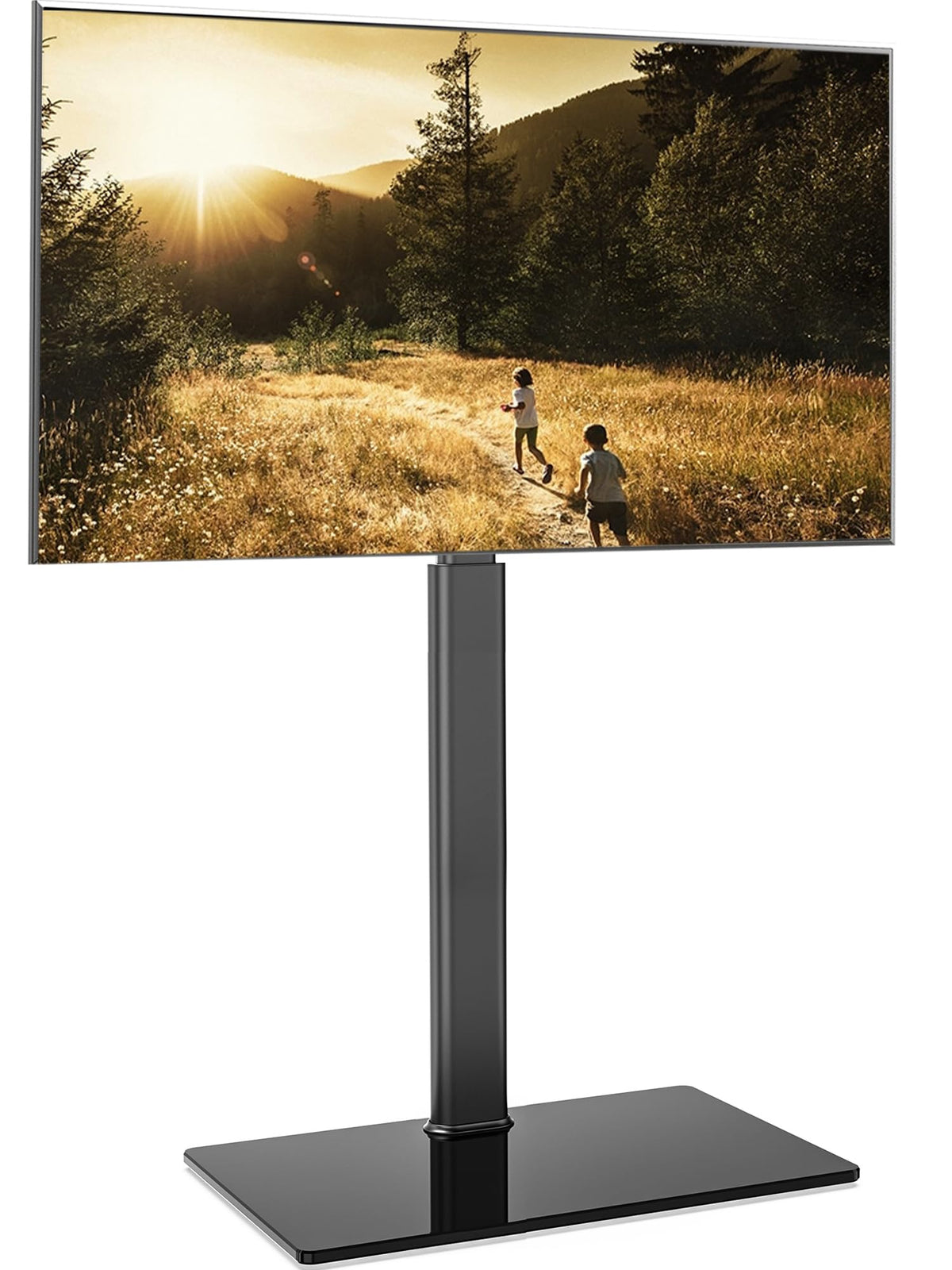 FITUEYES front view showing TV on stand and stable placement benefit