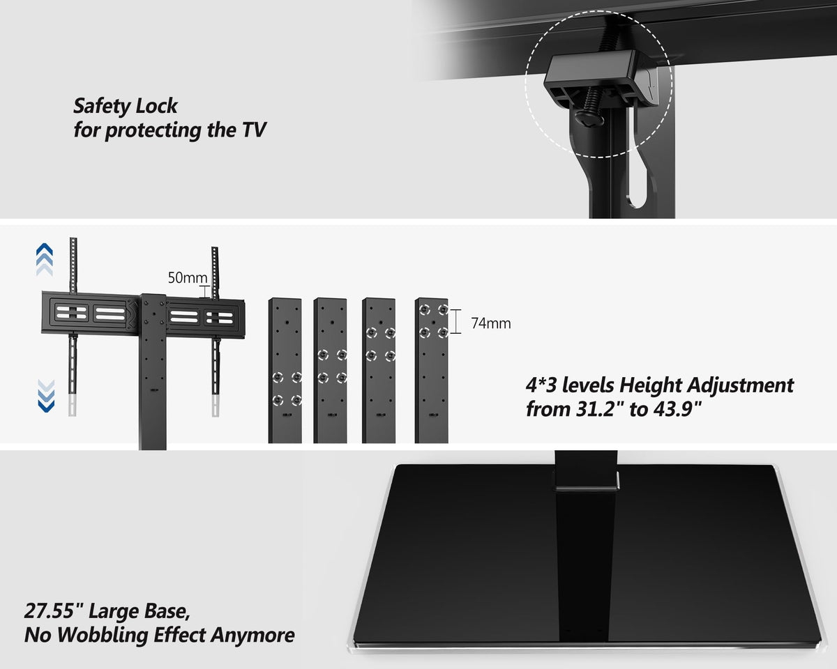 FITUEYES heavy-duty base supports up to 143 lbs for stable mounting.