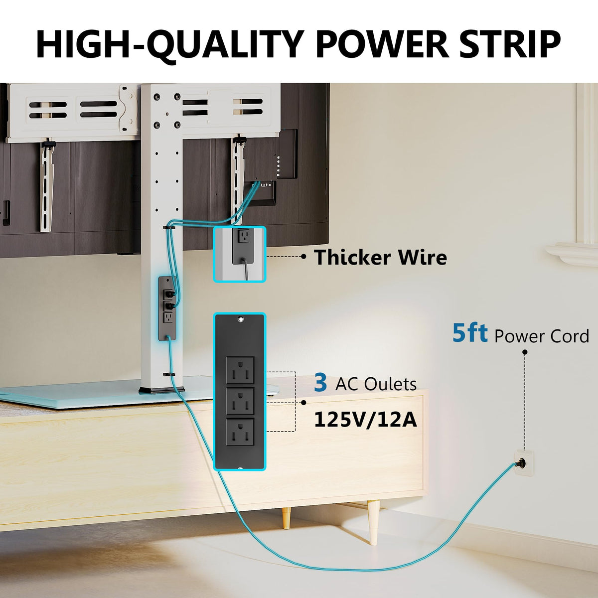 FITUEYES height adjustable stand adapts from 31.2 to 43.9 inches for flexible viewing.