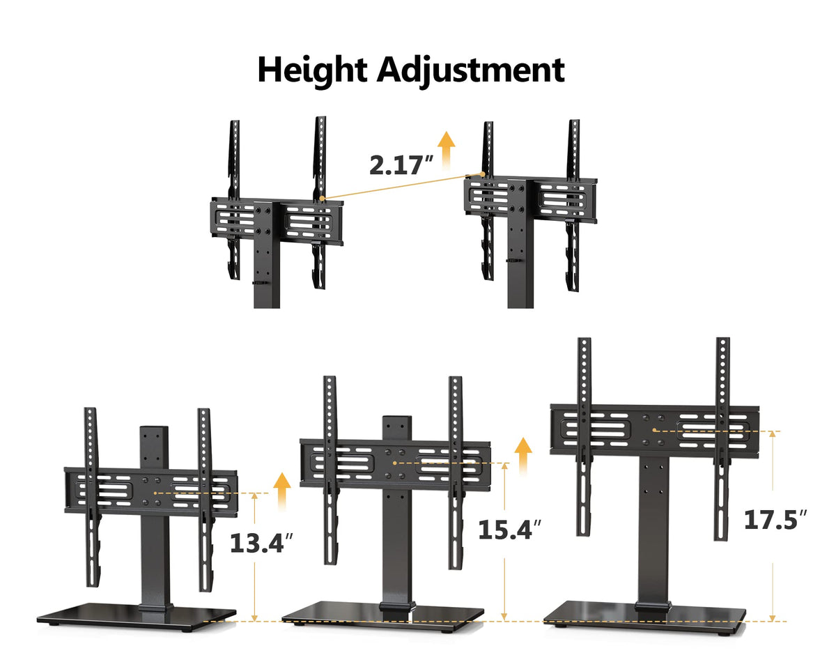 Height adjustment feature shown to adapt to different viewing angles.