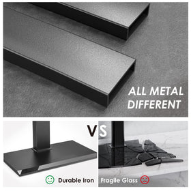 FITUEYES metal base TV stand provides sturdy support with a sleek aesthetic.