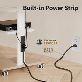 FITUEYES mobile TV cart with power outlets supports convenient charging and connections