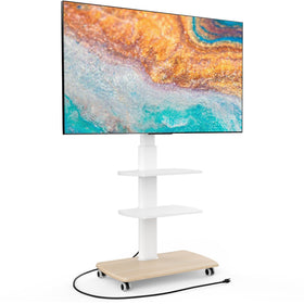 FITUEYES rolling TV stand with wheels enables effortless room-to-room placement