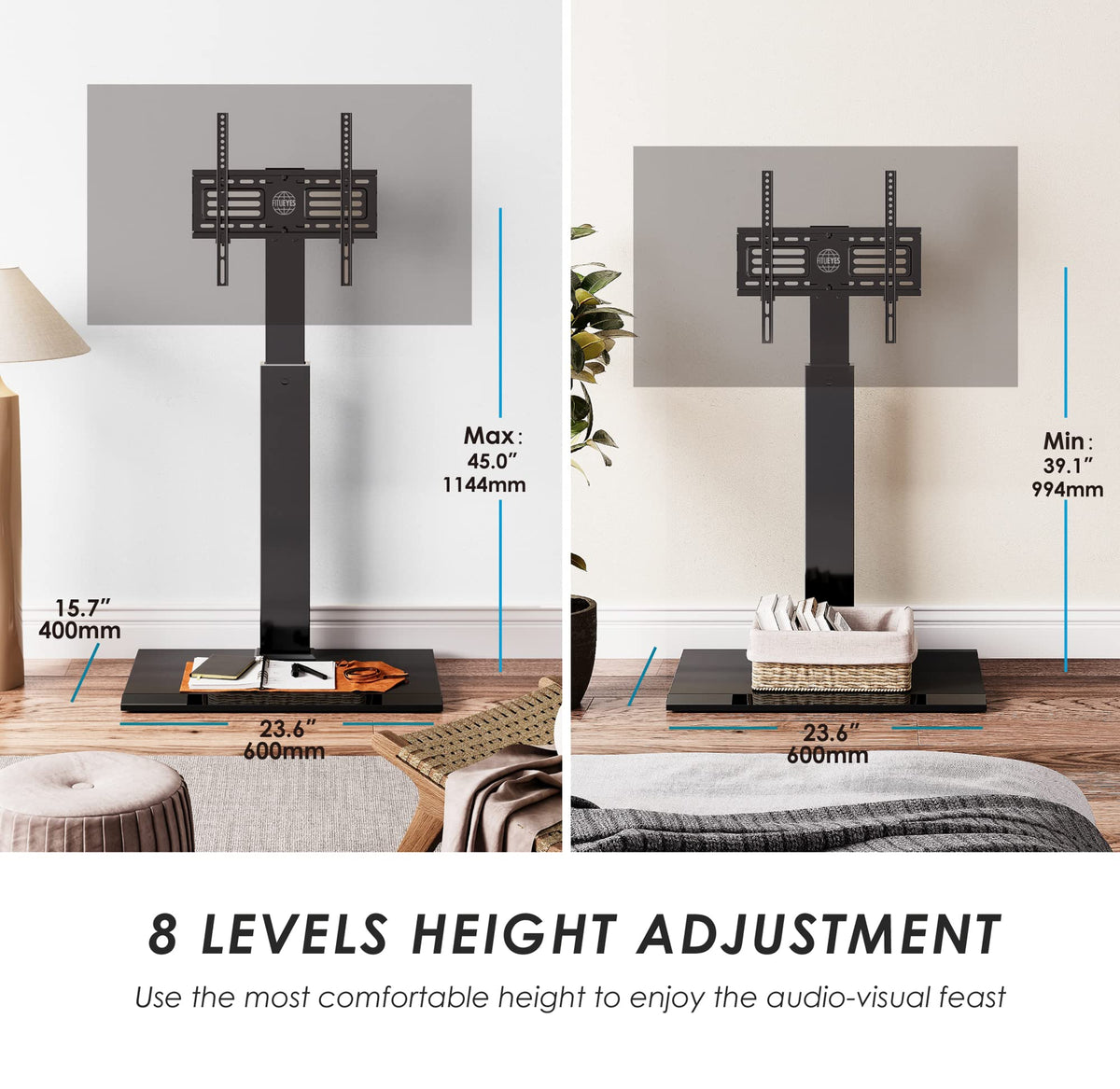 FITUEYES swivel-mount feature enables 60-degree rotation for shared viewing.