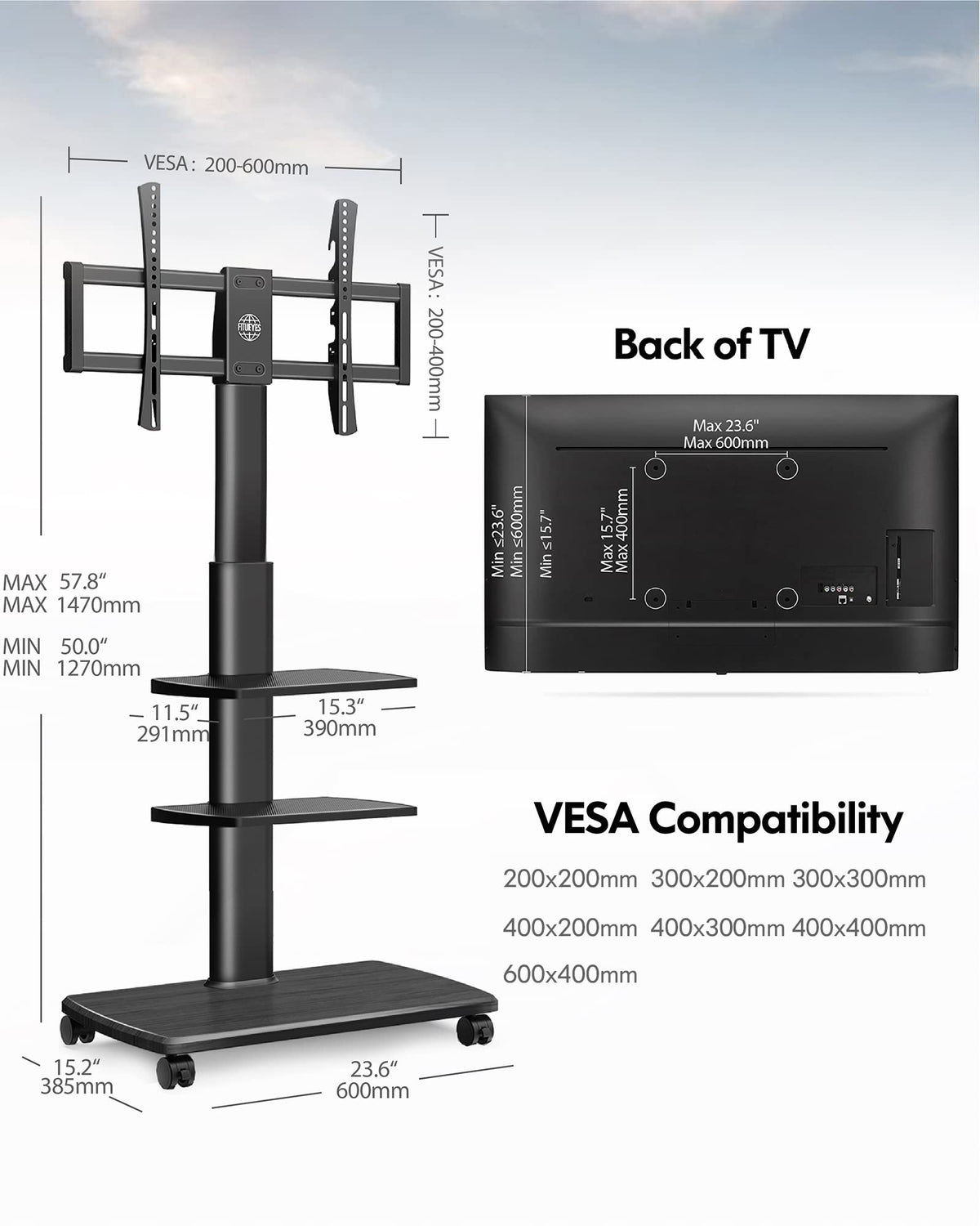 FITUEYES two-tier storage shelf keeps AV gear organized