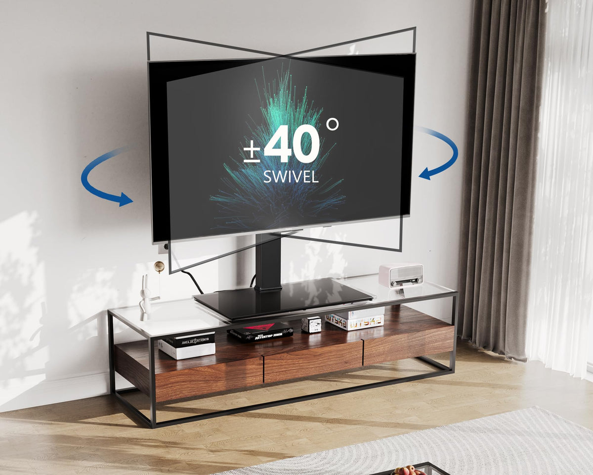 FITUEYES fits TVs from 50 to 85 inches for flexible room layouts.