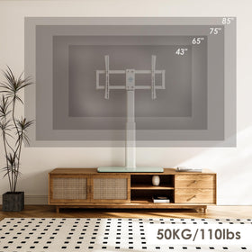FITUEYES compatibility-range supports 43–85 inch TVs with VESA 200x200 to 600x400.