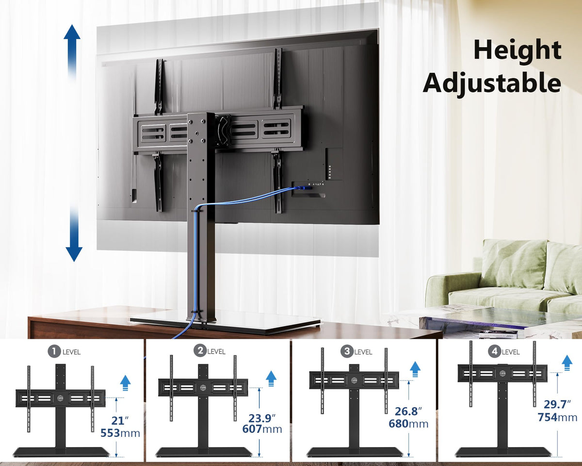 FITUEYES wire management hides cables for a clean living room setup.