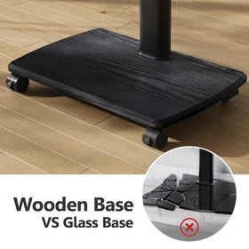 FITUEYES wood base provides stable support for larger displays.