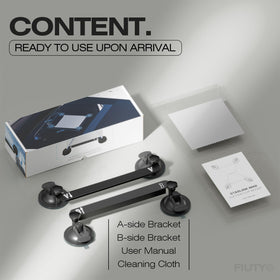 FIUTY Starlink Mini suction cup mount with four-cup base on curved glass.