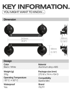FIUTY Starlink Mini suction cup mount tool-free setup for quick trips.