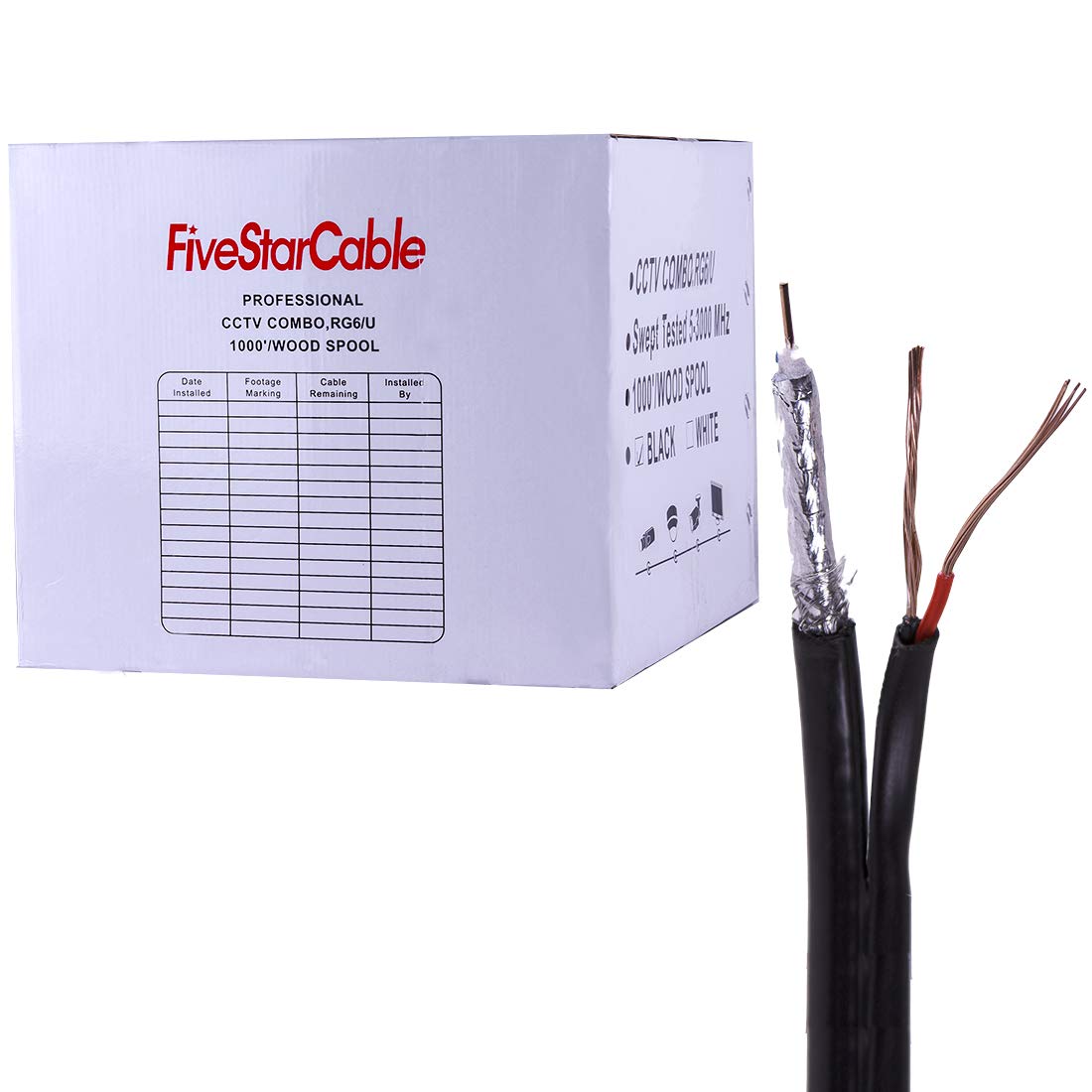 Five Star Cable RG6 1000ft spool for reliable home or professional installations.