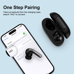 FiveBox earbuds case with power display showing charging status.