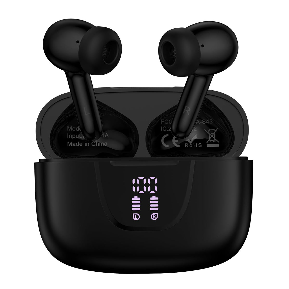 FiveBox wireless earbuds demonstrate universal compatibility with Samsung and iPhone devices.