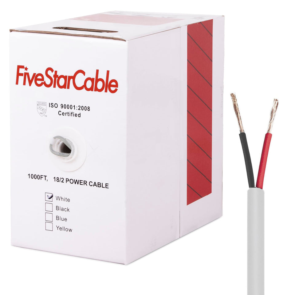 FiveStarCable 18-2 cable spool ready for long security installations.