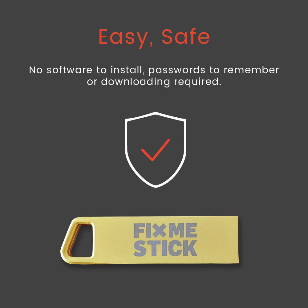 FixMeStick Gold in use on a laptop surface to protect devices