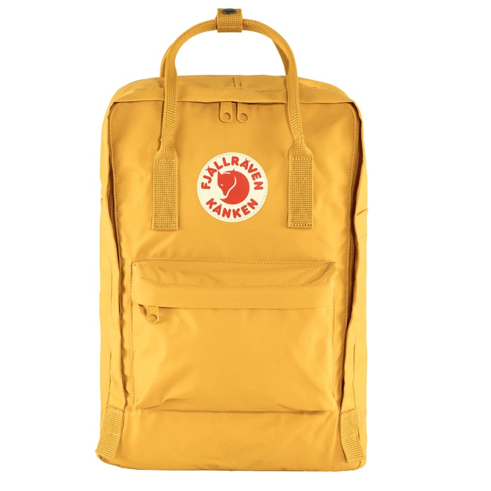 Fjällräven Kanken Laptop 15 Ochre front pocket provides fast item access