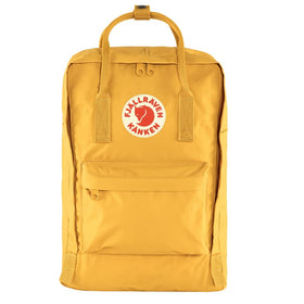 Fjällräven Kanken Laptop 15 Ochre front pocket provides fast item access