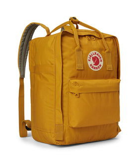 Fjällräven Kanken Laptop 15 Ochre front view showing organized main storage for daily commute