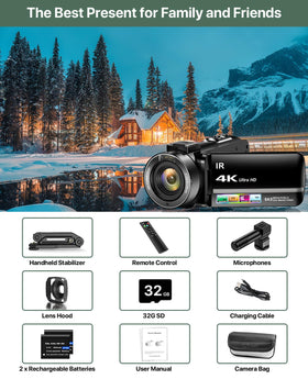 FJFJOPK 32GB SD card included for immediate storage and quick setup.