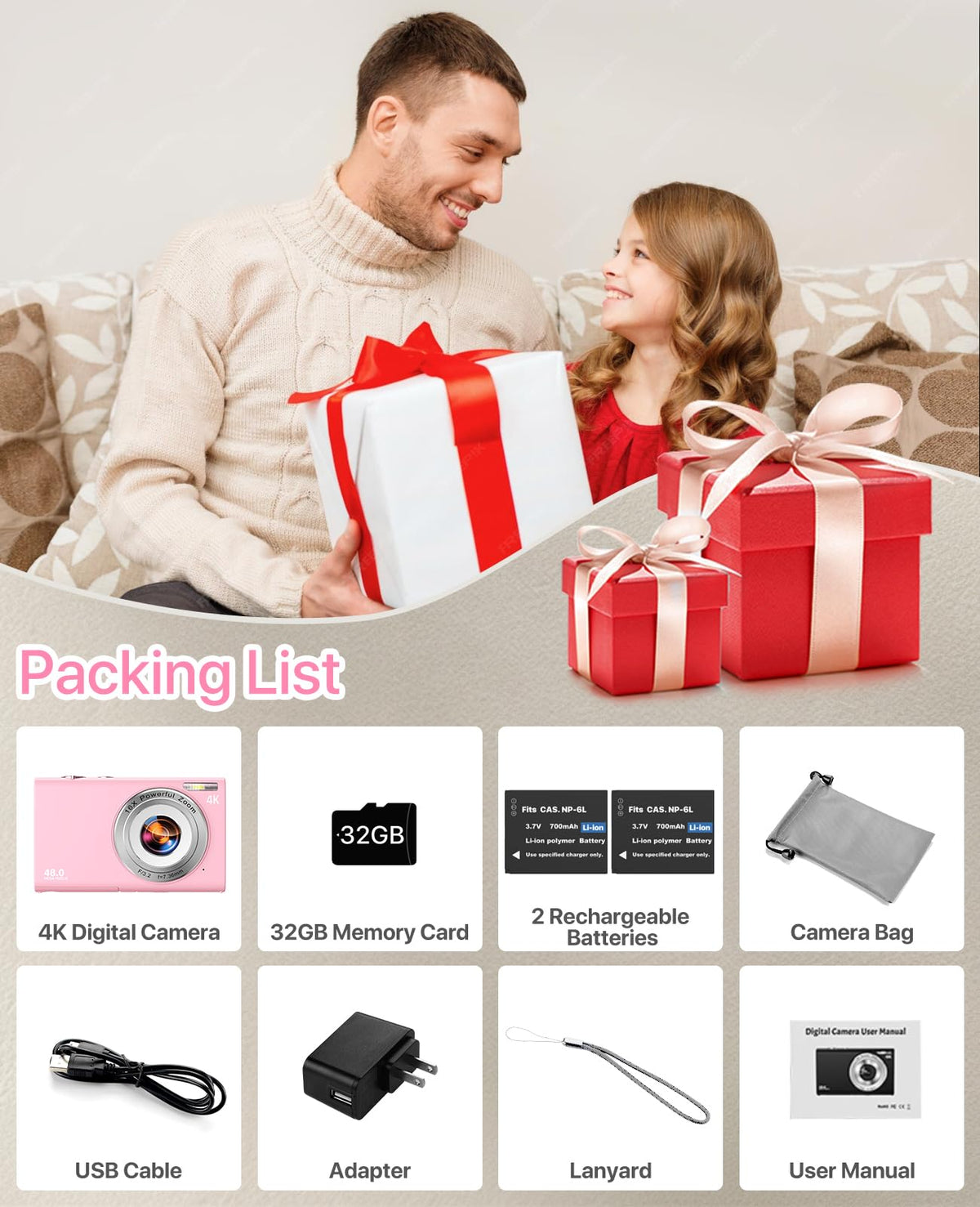 FJFJOPK kit includes 32GB card and two rechargeable batteries