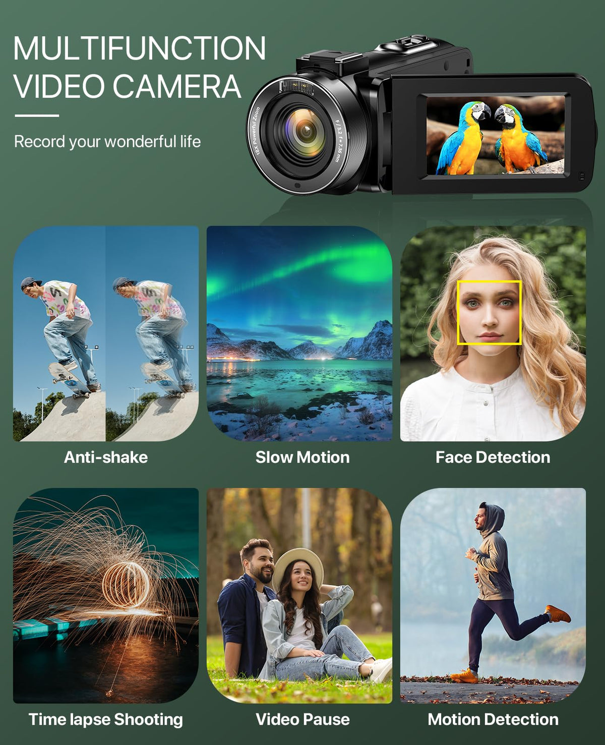 FJFJOPK rotatable 3.0-inch touch screen for easy framing and quick focus.